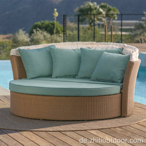 Patio Rattan Day Bett braune Outdoor -Tagesbetten im Freien